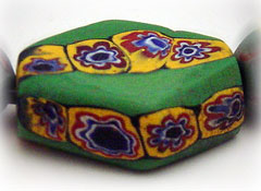 ペガ玉　ミルフィオリ 　Large tabular lozenge shape Millefiori, African trade bead